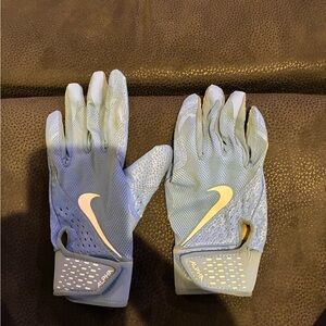 Nike Alpha Youth Light Blue Baseball Batting Gloves